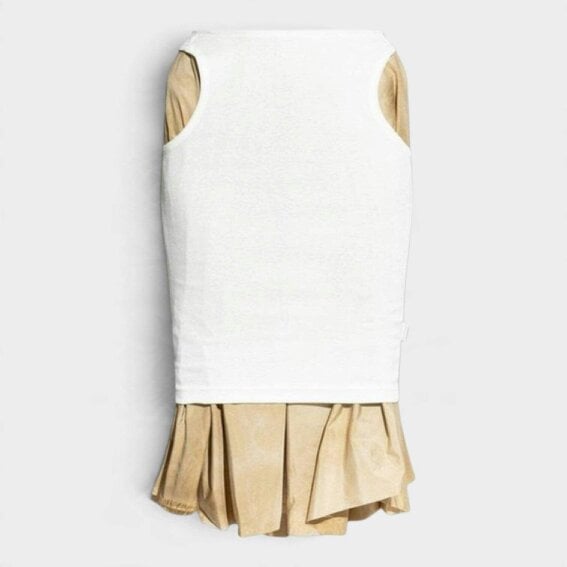 Maison Margiela Layered Knee Length Skirt Beige White