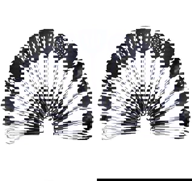 Anygleam Kitchen Utensils Non-stick Black/ Silver 15 Set Cooking Tool Accessories Heat Resistant Kitchenware