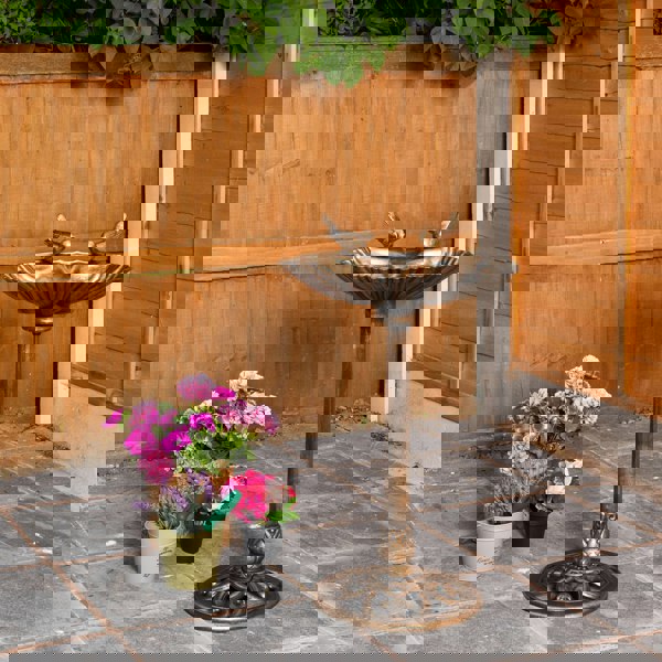 Samuel Alexander 81cm Bronze Effect Garden Patio Bird Bath with Bird Sculptures