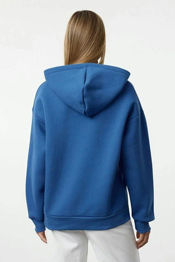 WOVCOR Oversize Embroidered Fleece Knit Sweatshirt
