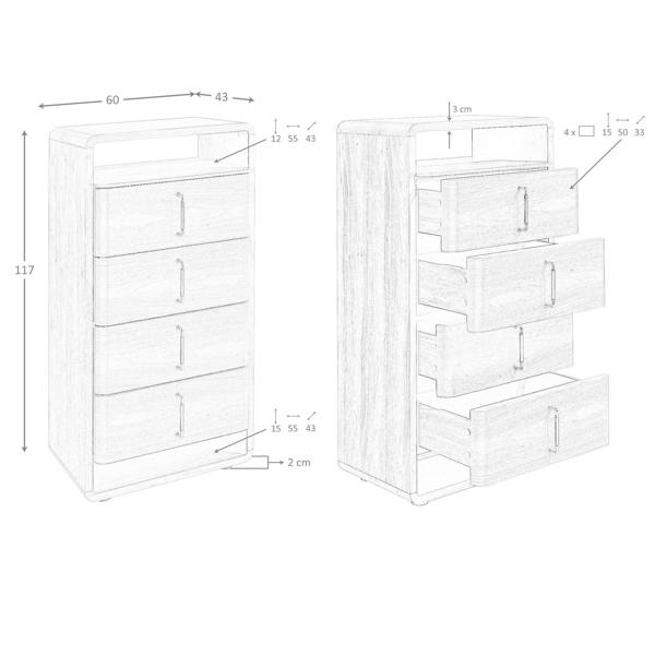Angel Cerdá Walnut and Black Pvc Chest of Drawers 7227