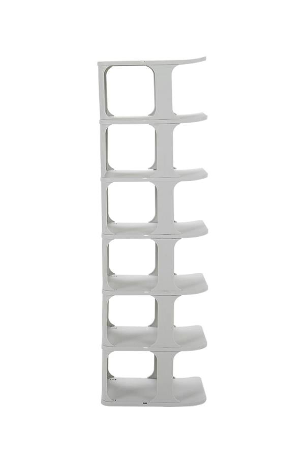 Living and Home 6-Tier 6-Pair Off-White Plastic Shoe Rack