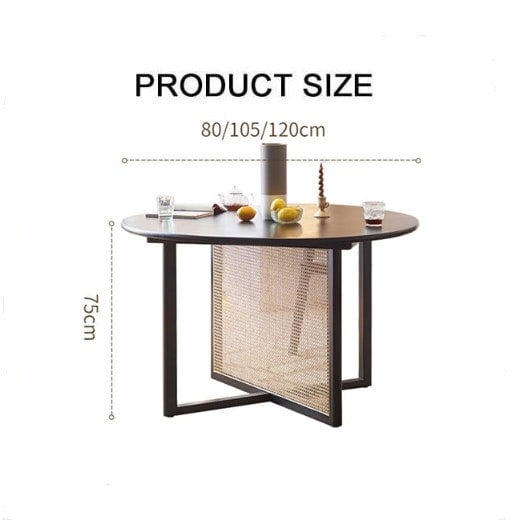 Hannah Round Dining Table, Black, Rattan-Rit Concept-Rit Concept