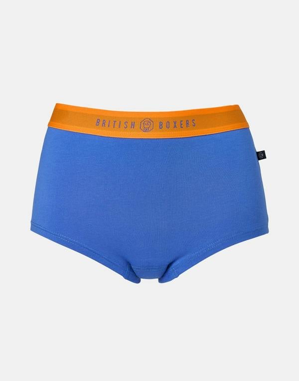 British Boxers Three-pack Women's Cotton Hipster Boxer Briefs – Citron Blue