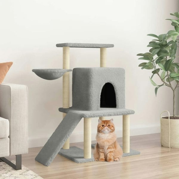 Berkfield Cat Tree with Sisal Scratching Posts Light Grey 96.5 cm