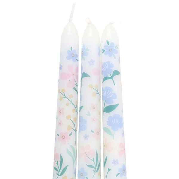 Something Different Ditsy Floral Taper Candle Set (Pack of 3) - White