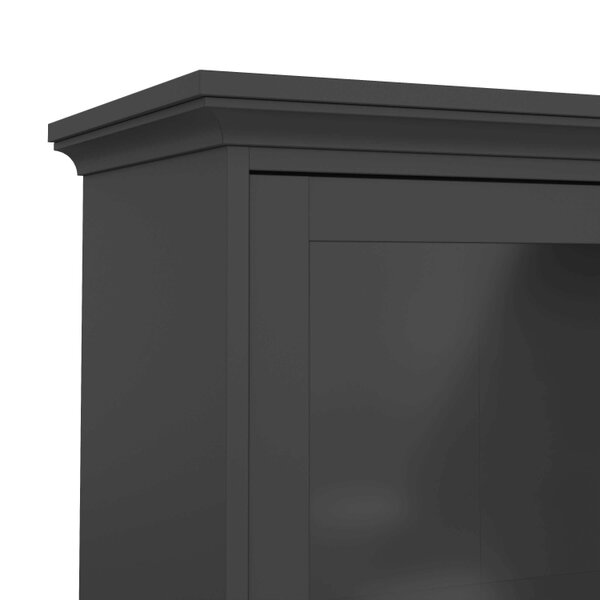 Wyld Haus Osaka Farmhouse Dark Grey Wooden China Cabinet 2 Drawers 2 Doors 3 Shelves
