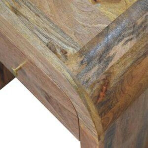 Wyld Haus Tende Curved Minimalist Mango Wood Bedside Table with Drawer