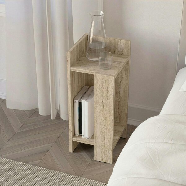 Decortie Elos Modern Bedside Table Left Module Narrow 25cm - Travertine