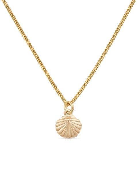 Elk & Bloom Small Dainty 18K Gold Shell Clam Necklace