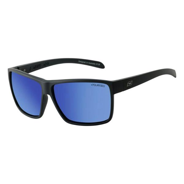 Dirty Dog RACKATEER - Satin Black with Polarized Blue Mirror Lens