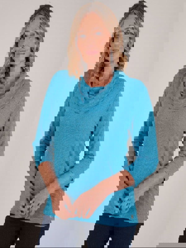 PennyPlain Cowl Neck Top- Aqua