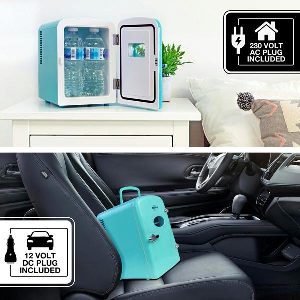 Koolatron 4L Mini Fridge For Bedrooms 6 Can Table Top 12V Portable Cooler Skincare Green