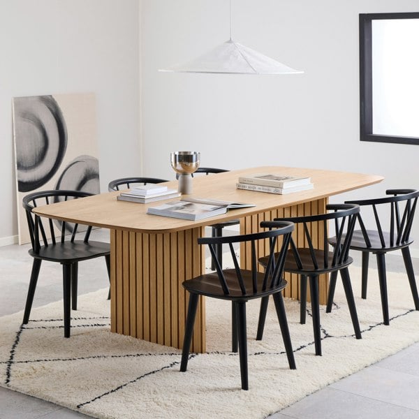 Furniture To Go Christo Dining Table in Oak Included 6 Ida Dining Chairs in Black