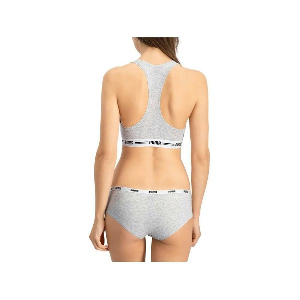Puma 2-Pack Classic Logo Low-Rise Hipster Briefs, Grey Melange