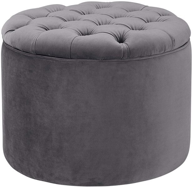 Furniture Edit Queen Grey Velvet Storage Ottoman