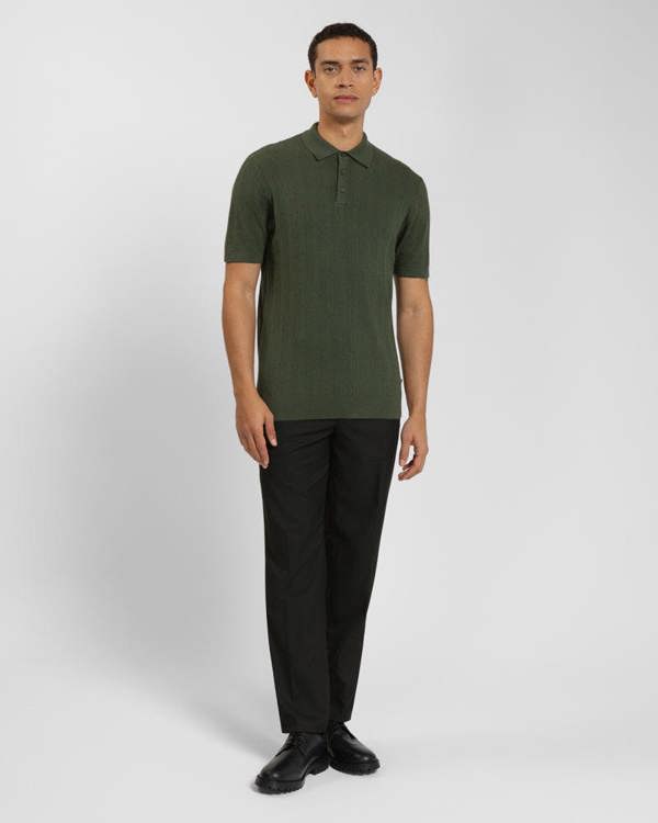 Steel & Jelly Textured Stripe Short Sleeve Polo Shirt