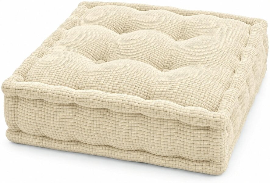 Night Zone Square Fleece Booster Seat Pad 10cm Thick – Soft Chair Cushion for Extra Height - Cream