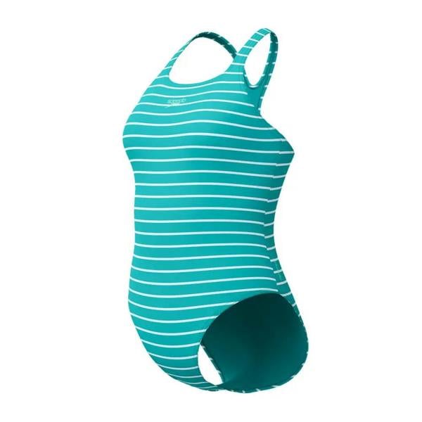 Speedo turquoise white printed medalist racerback swimsuit