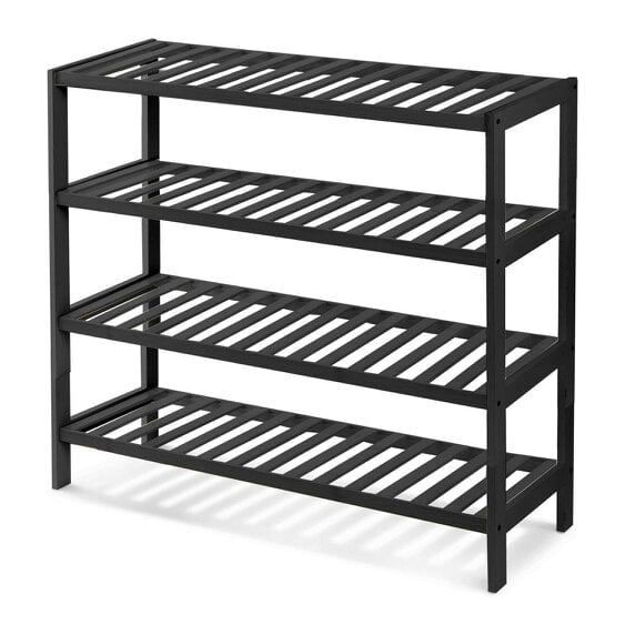 Neo Black 4-Tier Bamboo Shoe Rack Wooden Shoe Storage Organiser Shelf for Hallway, Entrance Living Room