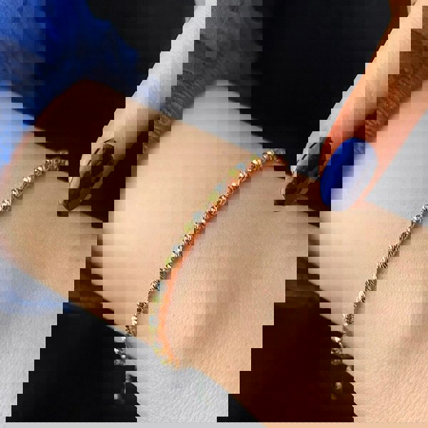 Spero London Handmade Beaded Three Color Sterling Silver Bracelet