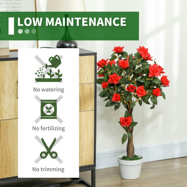 Dyzi Set of 2 90cm Artificial Rose Trees Potted Decorative Plants