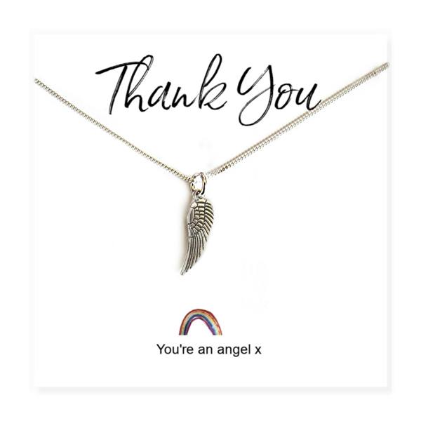 Aye Do Gifts Angel Wing Necklace on Rainbow Thank You & Gift Card