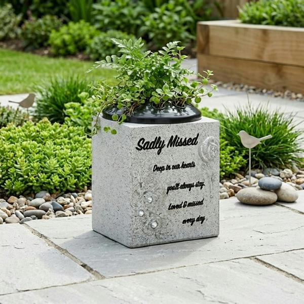 Garden Greatness Sadly Missed Memorial Grave Flower Pot