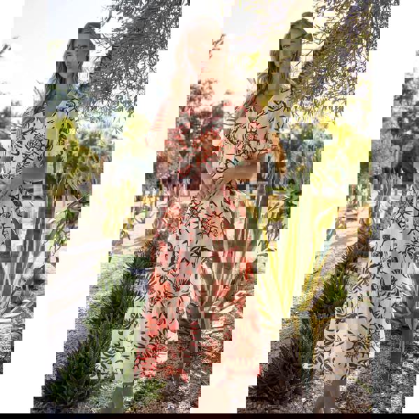 Blue Vanilla Tropical Button Through Midi Dress