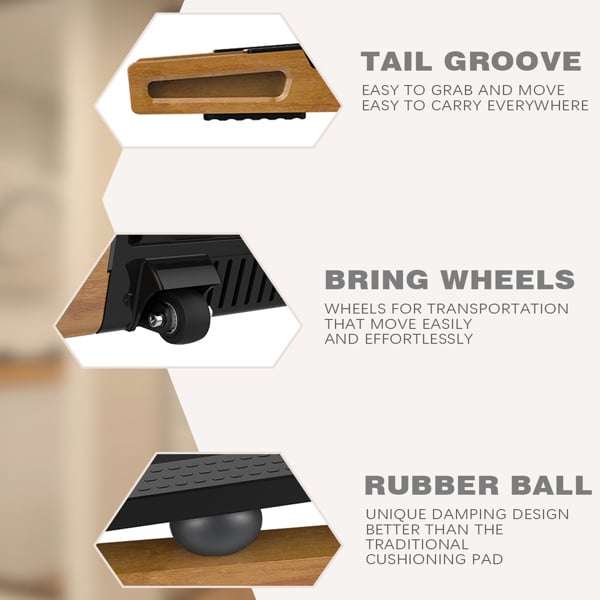 Strongology INCLINO 5° Incline Light Walnut Wood Finish Home and Office Quiet 2.0HP Adjustable Speed 1-6km/h Bluetooth  LED Display Treadmill
