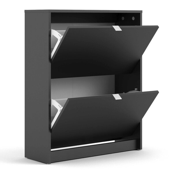 Wyld Haus Prague Black Shoe Cabinet 2 Flip Down Doors
