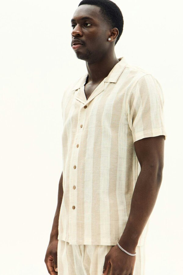 Men’s Striped Short Sleeve Shirt & Shorts Co-Ord Set
