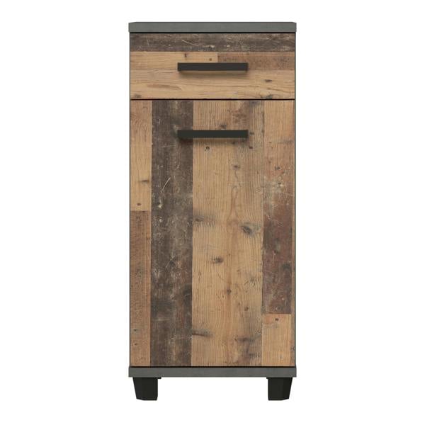 Furniture To Go Veris Bathroom Cupboard with 1 Door & 1 Drawer in Walnut and Dark Grey