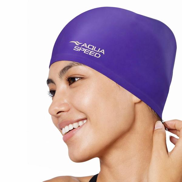 Aqua Speed Ladies Long Hair Swimming Cap | Extra Space Soft Silicone Comfy Fit Swim Cap