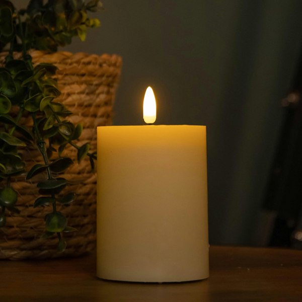 Samuel Alexander Set of 3 Cream Wax Melted Pool Effect Candles with Timer Function and Warm White LEDs
