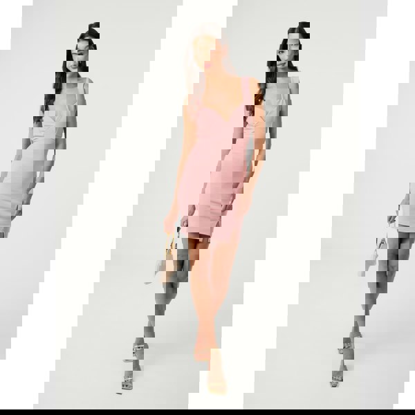 Pink Vanilla Plunge Neck Dress With Side Split