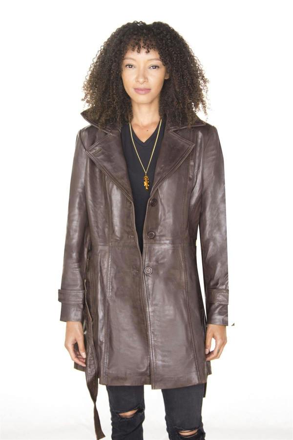 Infinity Leather Womens 3/4 Length Trench Coat-Ranchi