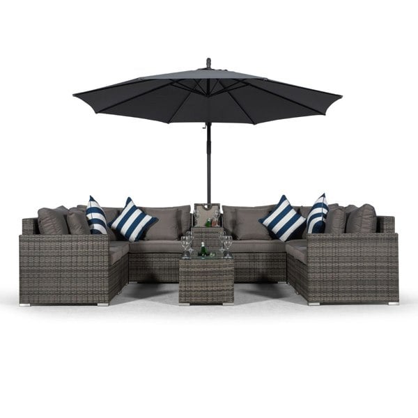 Giardino Havana 8 Seat Rattan Sofa Set with Armrest and Ice Bucket Coffee Table