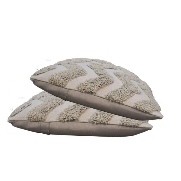 Wyld Haus Set of 2 Nopparat Natural Grey Zig-Zag Cushion