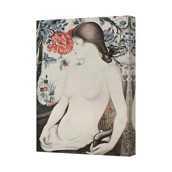 Benjamin Tate Design Nude Woman Canvas Wall Art With Floral Background Painting