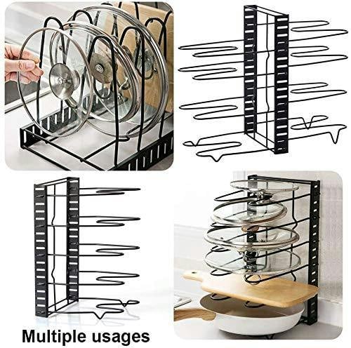 HYGRAD BUILT TO SURVIVE HYGRAD® 8 Tier Organising Rack for Pots & Pans 8 Tier Metal Cupboard & Cabinet Organiser for Cutlery & Pans