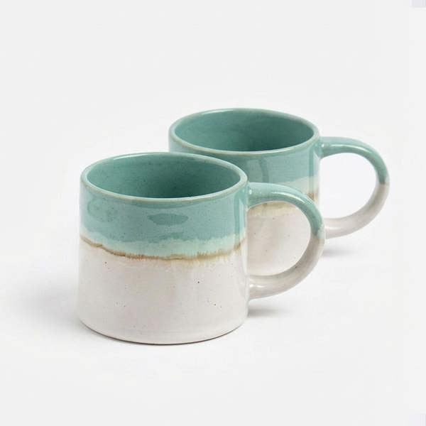 Mint green reactive glaze mugs