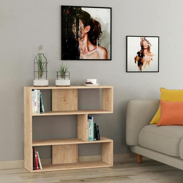 Decortie Molly Modern Corner Bookcase 3 Tier Room Divider Storage Unit Freestanding Melamine Finish 89cm