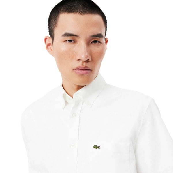 Lacoste Regular Fit Short Sleeved Oxford Shirt White