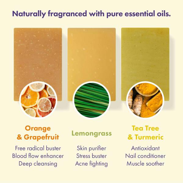 Friendly Soap Trio Gift Set - Orange & Grapefruit, Lemongrass, Tea Tree & Turmeric