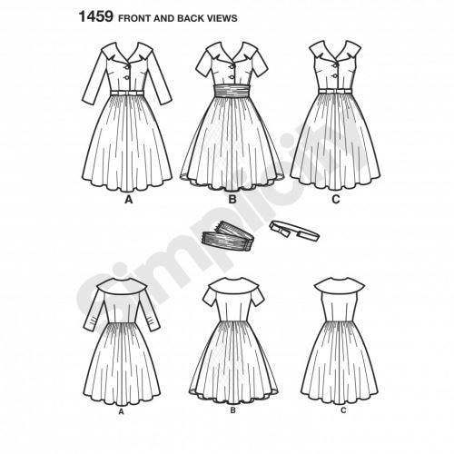 Simplicity Sewing Pattern 1459, Dresses, Vintage Style for Women, 8-10-12-14-16 - Intermediate
