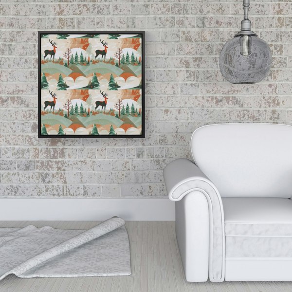 Warren Reed Reindeer On A Snowy Landscape Pattern Framed Canvas