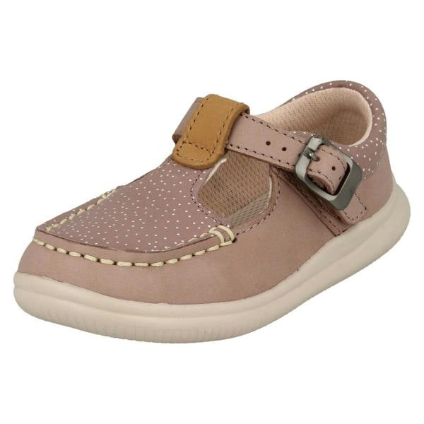 Clarks Girls Clarks Casual T-Bar Shoes Cloud Rosa
