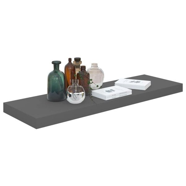 Berkfield Floating Wall Shelf High Gloss Grey 80x23.5x3.8 cm MDF