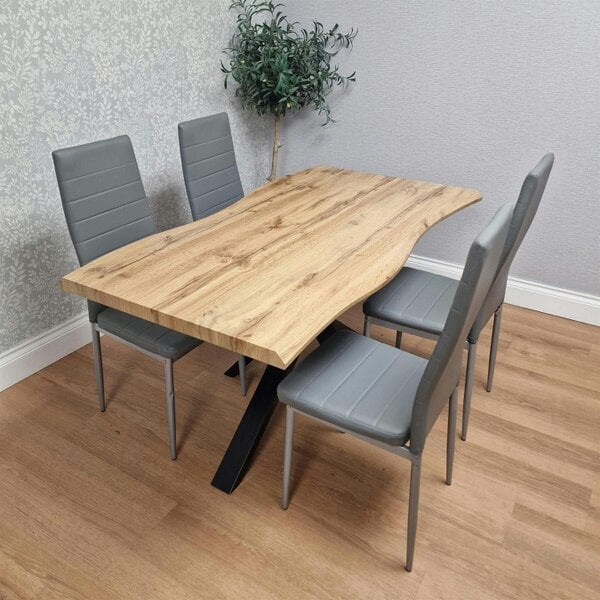 Kosy Koala Modern Dining Table Set with 4 Grey Faux Leather Chairs Dining Room Furniture Set